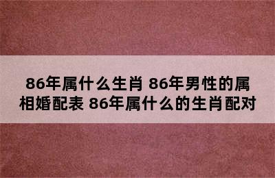 86年属什么生肖 86年男性的属相婚配表 86年属什么的生肖配对